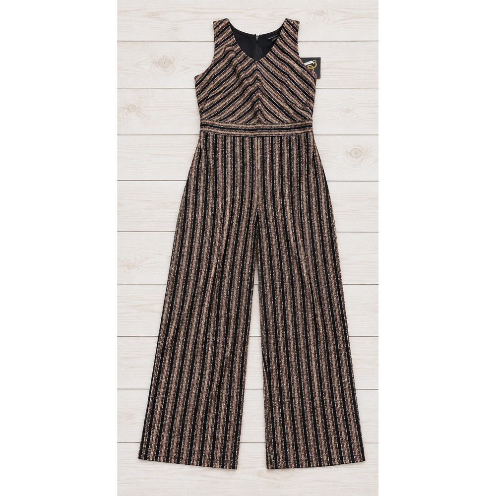 Art Class Jumpsuit Wide Leg Metallic Stripe Sleeveless Party Disco Girls Size M